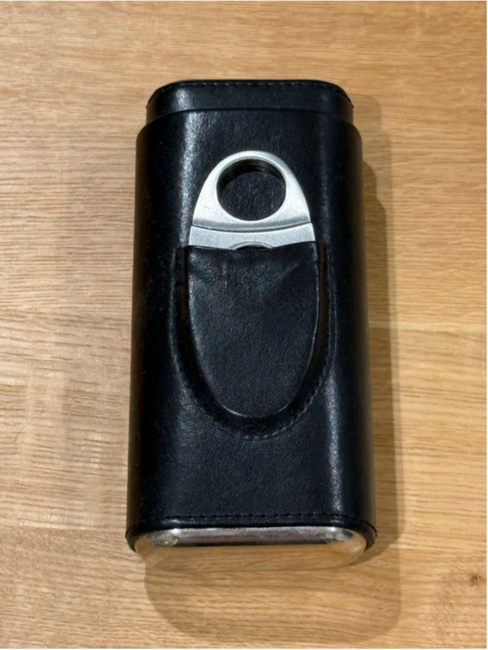 Men's Cigar Case and Cutter Set, One Size, Black and Silver